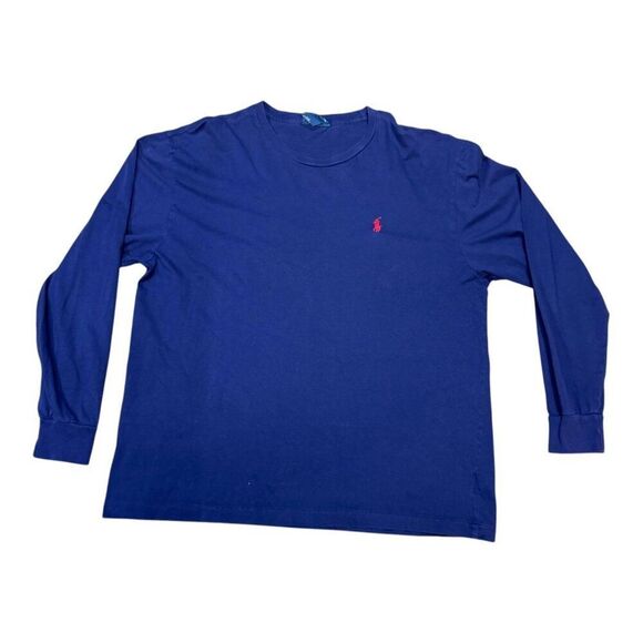 Ralph Lauren Mens Navy Blue Long Sleeve Crewneck Shirt Size XL Tshirt Logo - Picture 1 of 4